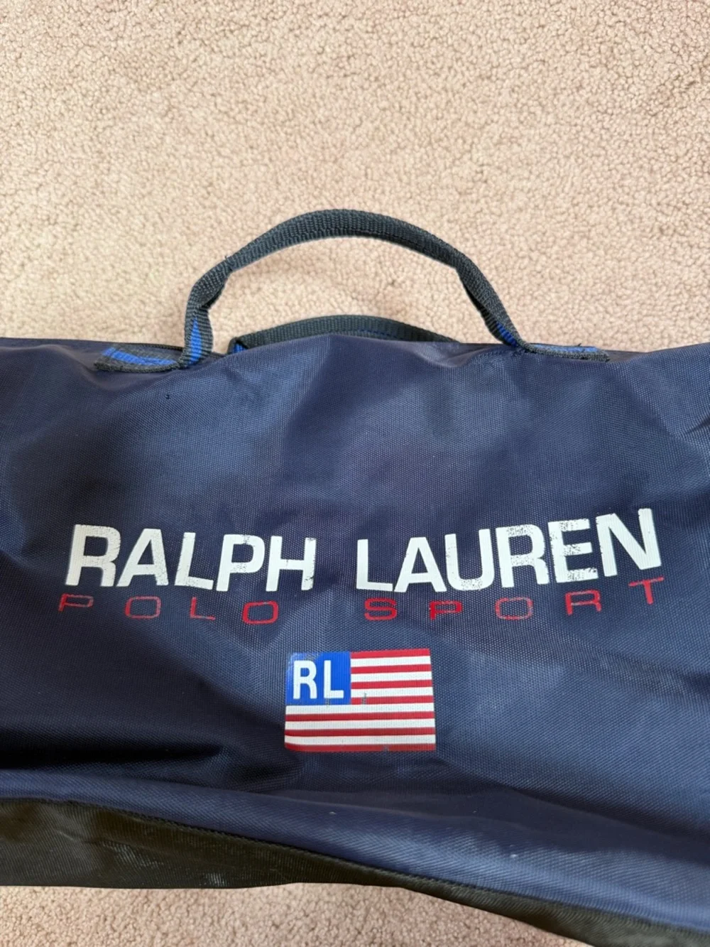 Ralph Lauren Polo Sport Navy Duffel Bag with RL Flag Logo Vintage